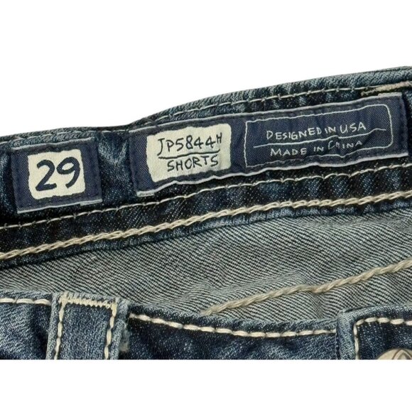 Miss Me American Flag Stars Stripes Shorts Blue Denim Cut Off Rhinestone Size 29 - Picture 9 of 12